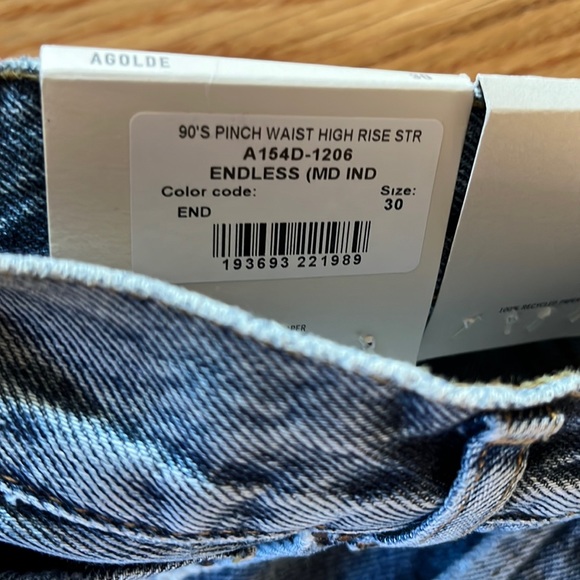 NWT AGolde 90s Pinch High Rise Straight Jeans Size 30 - Picture 9 of 16